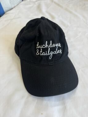 Viv & Lou Black Football Hat Touchdowns & Tailgates Embroidered Baseball Cap